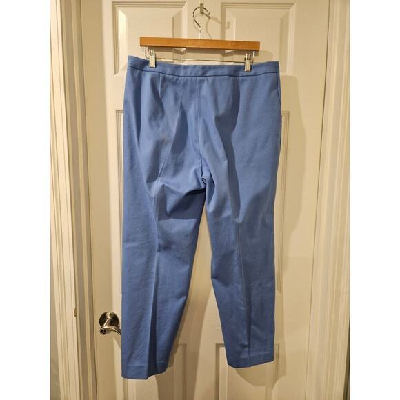 J. McLaughlin Cropped Pants Ankle Womens 12 Cyan Blue Textured Cotton Stretch - Picture 5 of 7